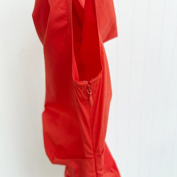 Staud Mini Phare Draped Poplin Cotton Dress Cayenne Red Size 6 Summer Party - Picture 7 of 8